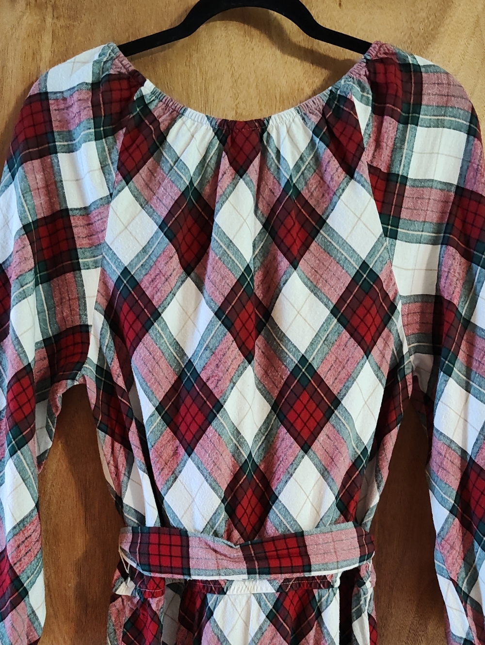 Gymboree Womens Dress Plaid Flannel Red Green Bias Cut Ruffle Christmas Cotton L - Picture 7 of 9
